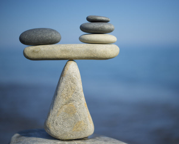 Balanced stone in a shore